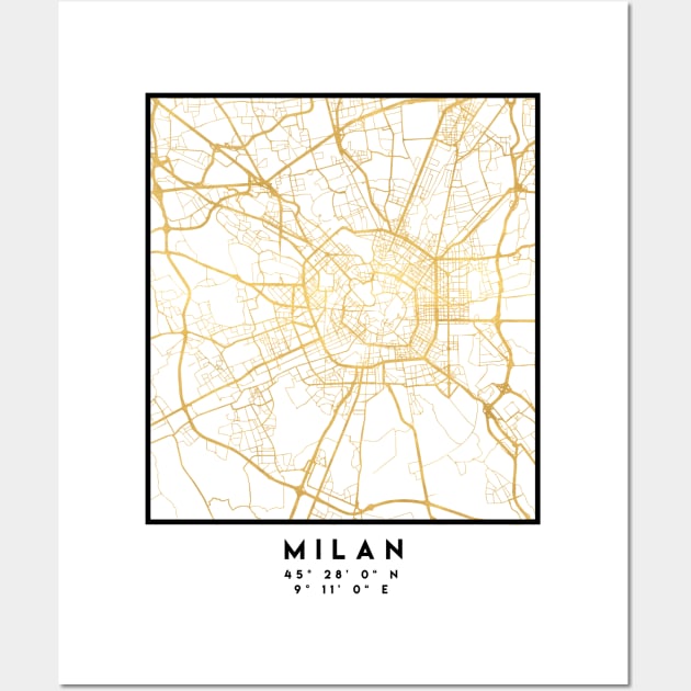 MILAN ITALY CITY STREET MAP ART Wall Art by deificusArt